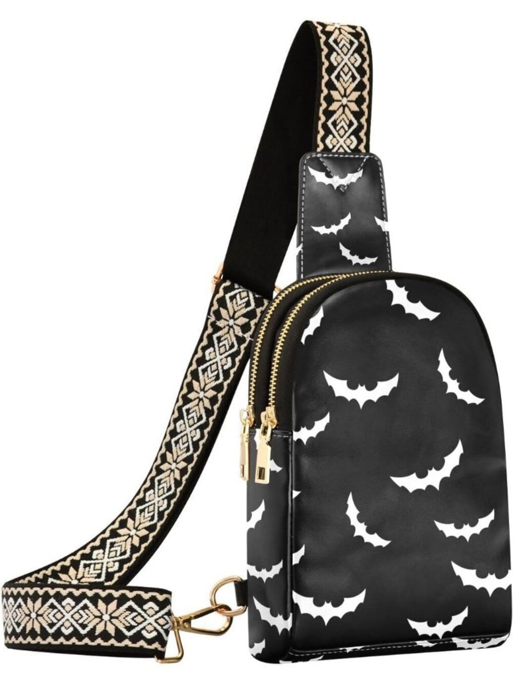 Unisex Bat Halloween Bat Sling Backpack Travel Hiking Crossbody Bag